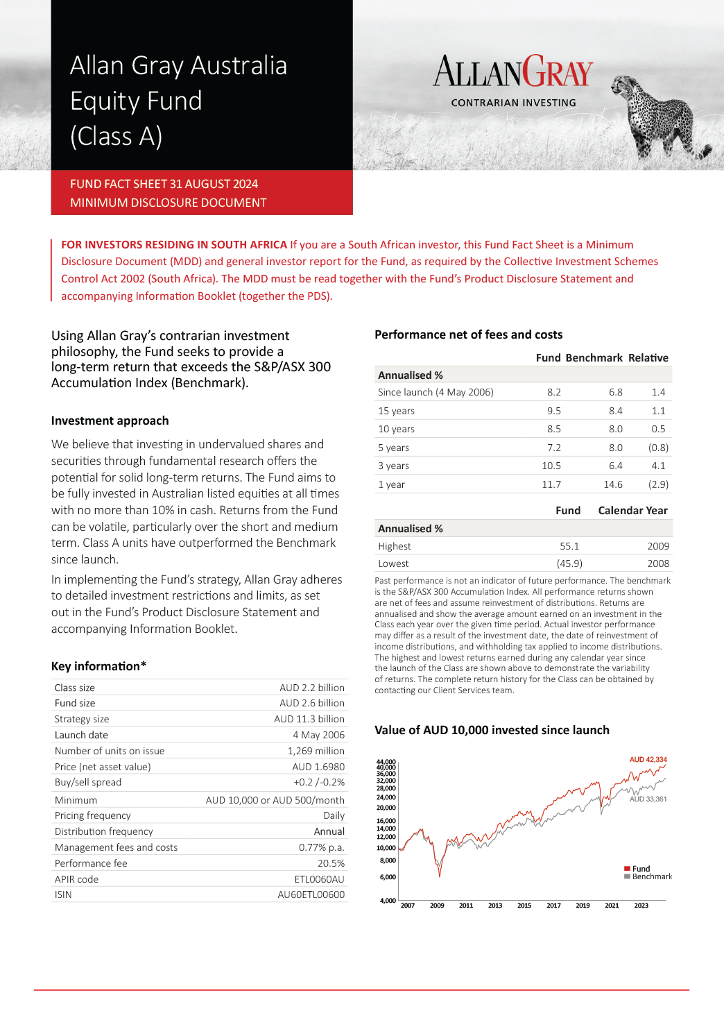 Allan Gray Australia Equity Fund Fact Sheet A Sa