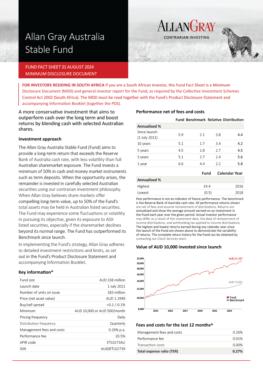 Allan Gray Australia Stable Fund Fact Sheet Sa