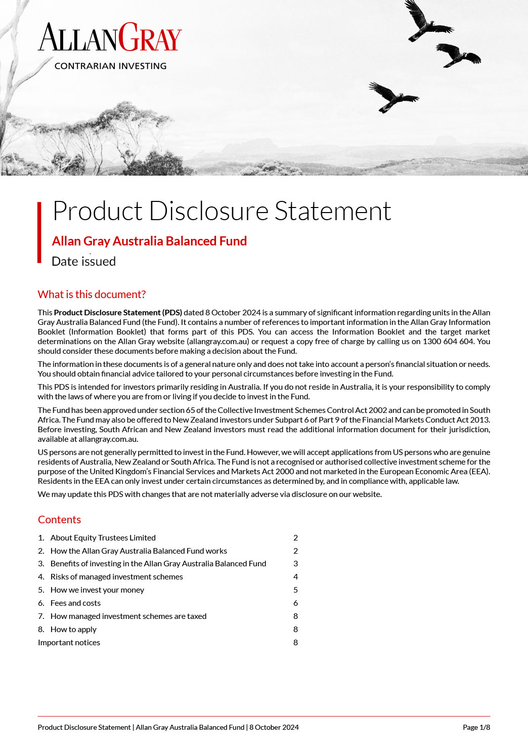 Allan Gray Australia Balanced Fund Pds And Application Form Australian And Nz Investors