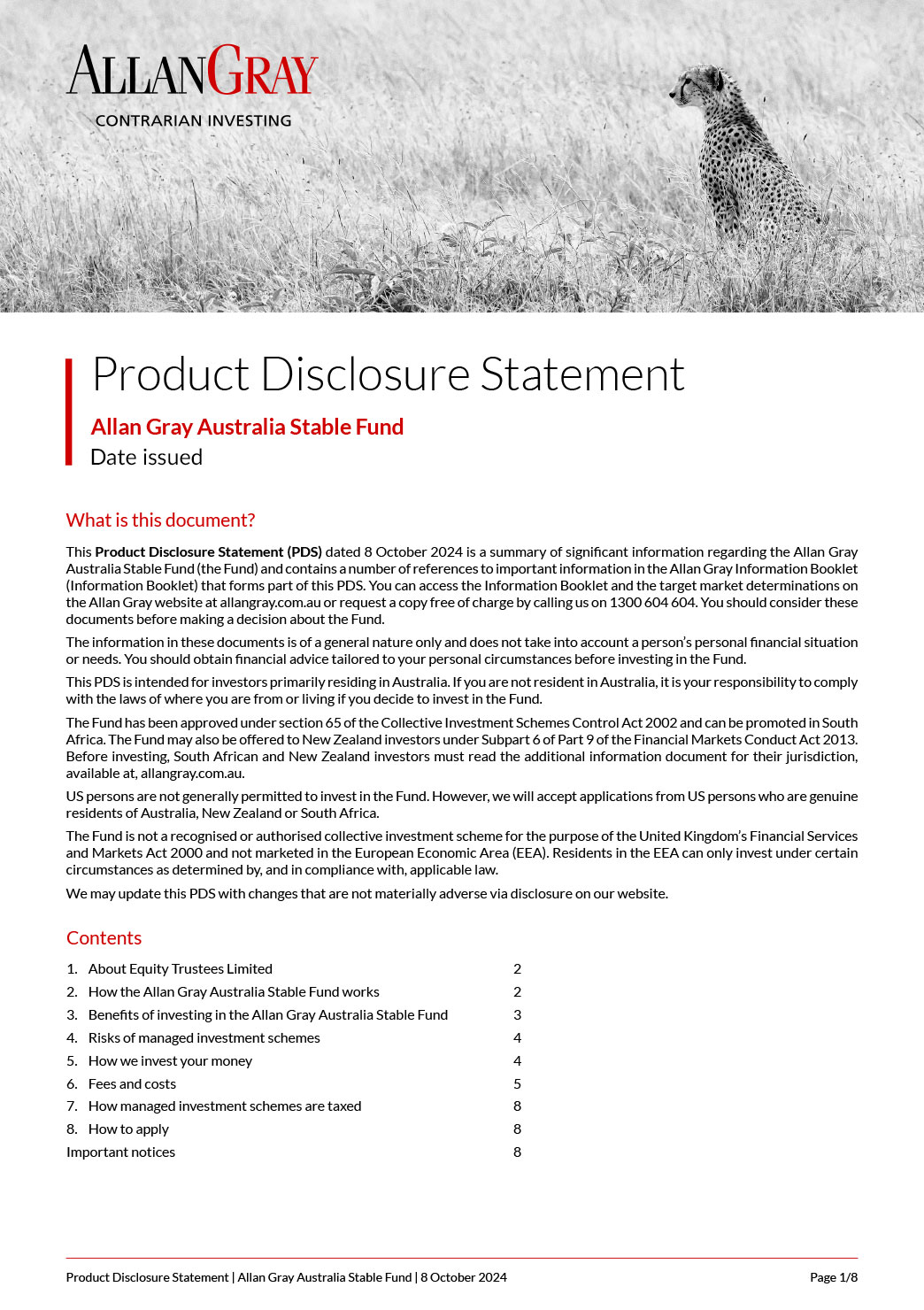 Allan Gray Australia Stable Fund Pds And Application Form Australian And Nz Investors